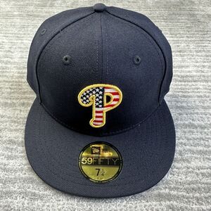 Philadelphia Phillies Hat Cap Mens Fitted 7 1/4 New Era 4th Of July USA Wool
